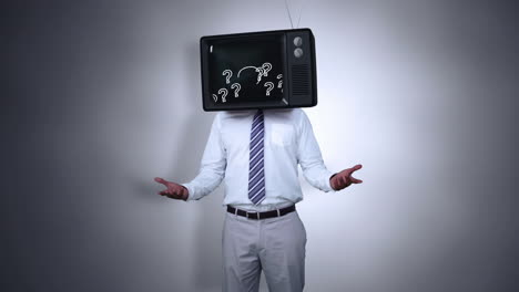 businessman with tv on his head