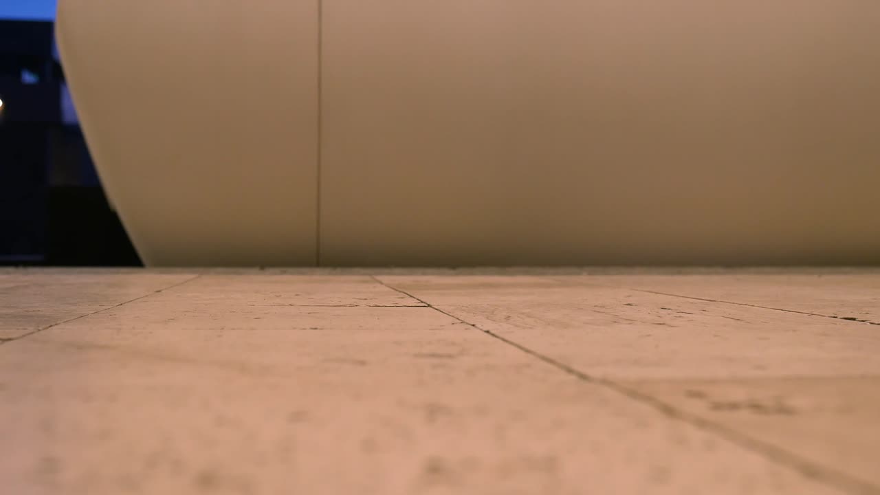 Train arriving at sunset station.