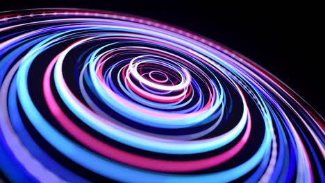 light flow in ring structure, bg in 4k. abstract looped background with light trails, stream of red blue neon lines in space form rings. modern trendy motion design background. light effect,