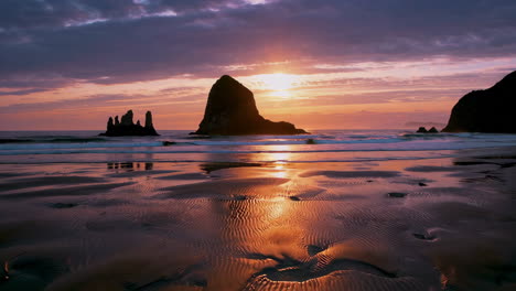 sunset over a rocky beach