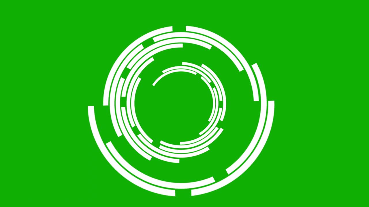 gráficos de movimiento de arcos digitales circulares con fondo de pantalla verde