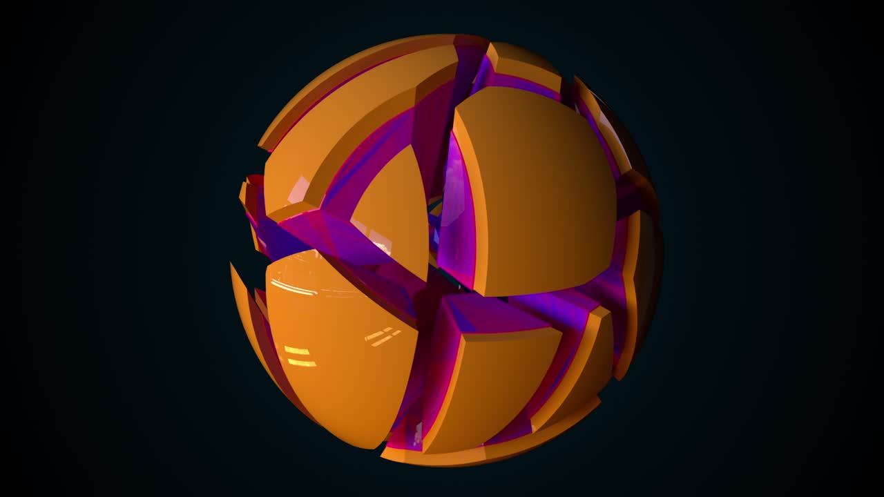 esfera colorida rota en pedazos