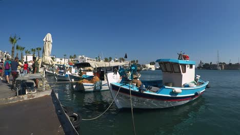 small fishing boats in the greek port of kos.