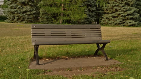 slow dolly shot to the right past an empty bench in a quiet park. a cinematic and emotional scene evoking absence, memory, or the silent echo of someone who’s no longer there