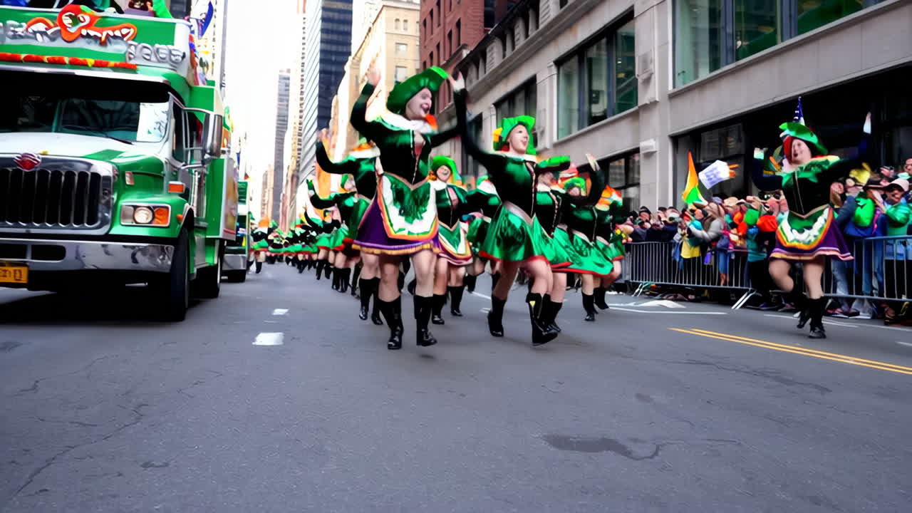 Traditional Irish Dancers in a St. Patrick's Day Parade