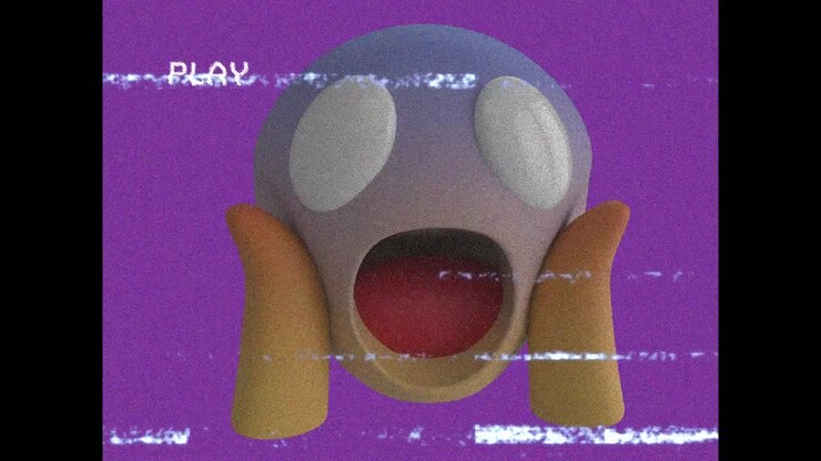 Animazione dell'icona di un'emoji spaventata su schermo con rumore