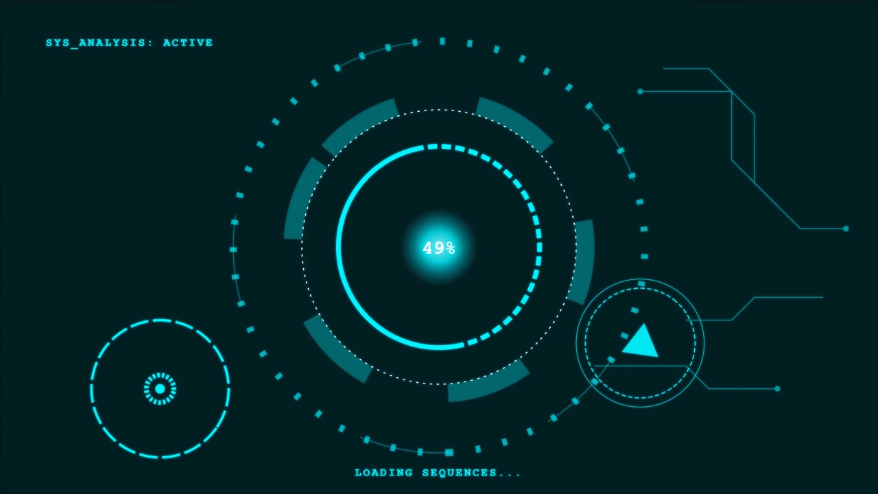 Futuristisk digital indlæsningssekvens med cirkulær statusgrænseflade