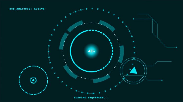 Futuristisk digital indlæsningssekvens med cirkulær statusgrænseflade