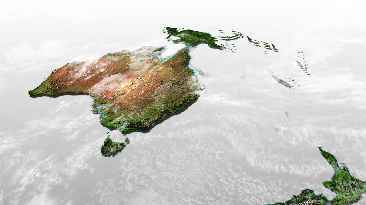 Satellite view of Australia and surrounding islands