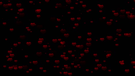 gráficos de movimiento de corazones rojos con fondo nocturno