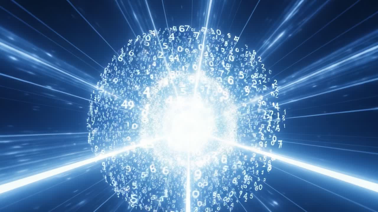 Exploring the Cosmic Digital Realm: A Stunning Visual Representation of Numeric Energy and Light Intensity Radiating from a Central Point in the Underlying Universe