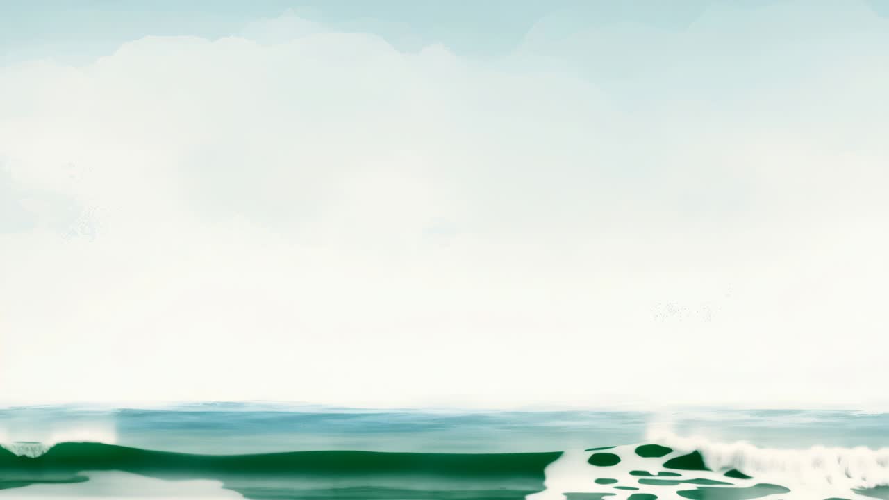 A serene, minimalist seascape video background with a wide-angle view, capturing gentle waves