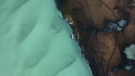 aerial establishing of shallow turquoise waters in sussex inlet, nsw, australia, sand formations, boat kayak along sandy waters