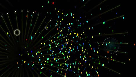 animation of fireworks and confetti on black background