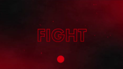 Animation-of-red-neon-fight-text-over-red-spotlights-and-clouds-of-smoke