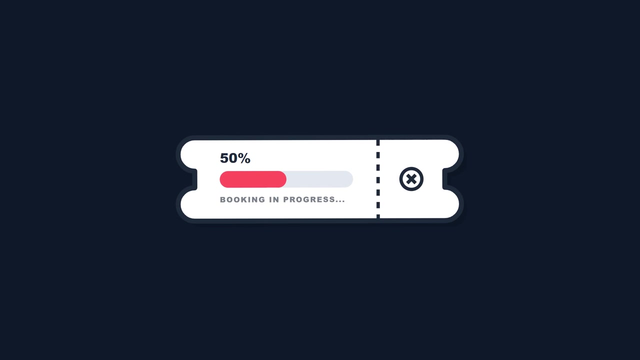Digital Booking Progress Bar Animation on Dark Background