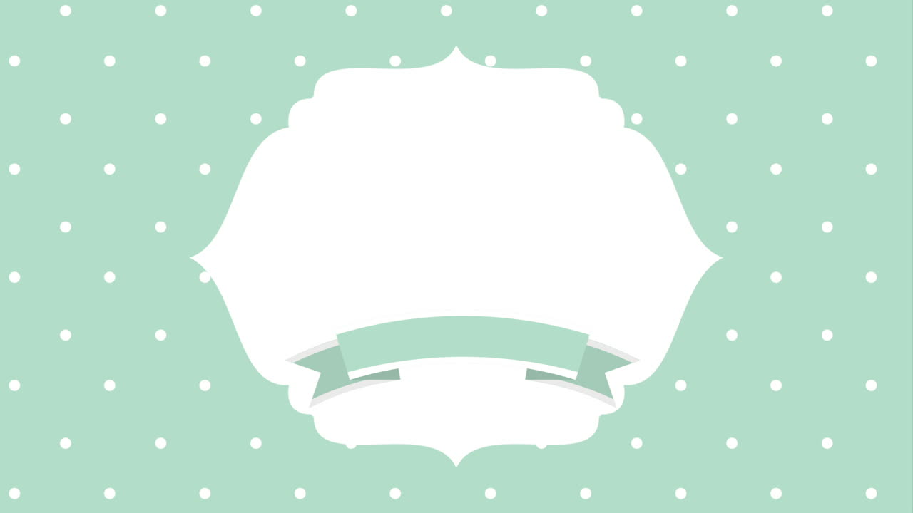 리본과 폴카 도트가 있는 민트 녹색 프레임