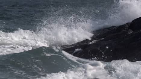 incoming tidal waves off the south coast of cornwall, england.