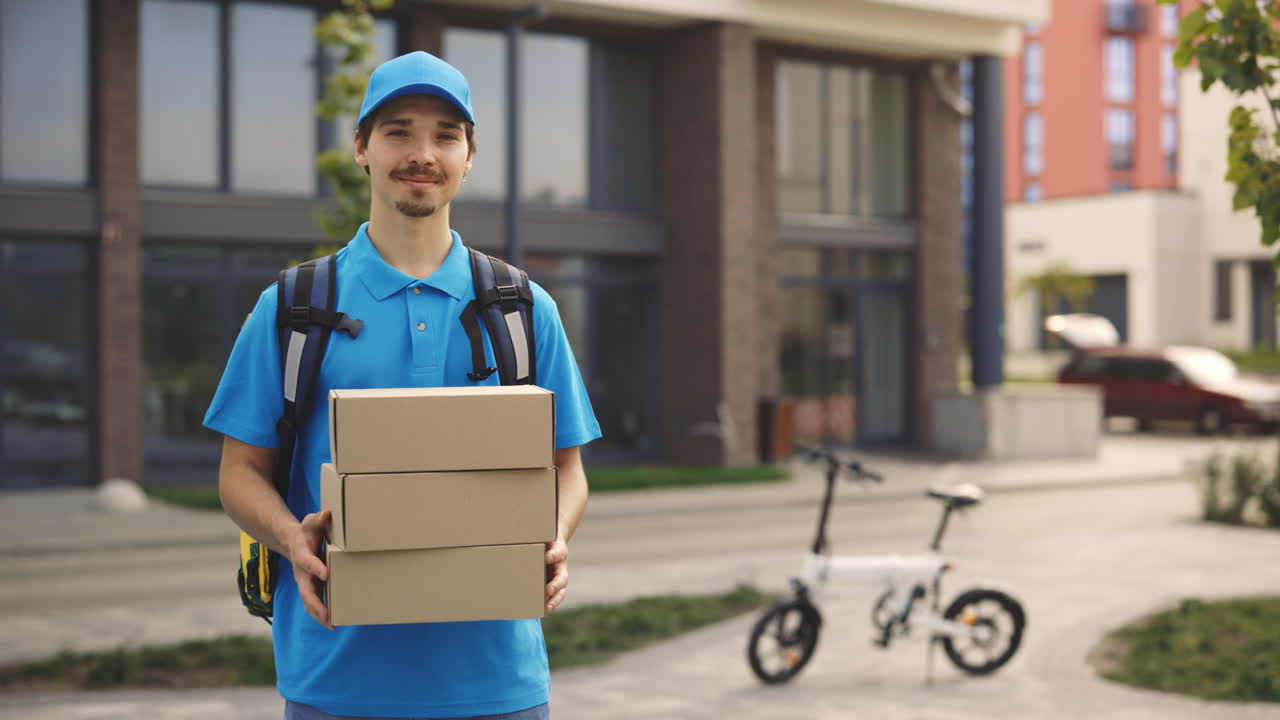 persona de entrega con los paquetes