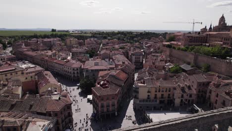 bustling city center of segovia, spain