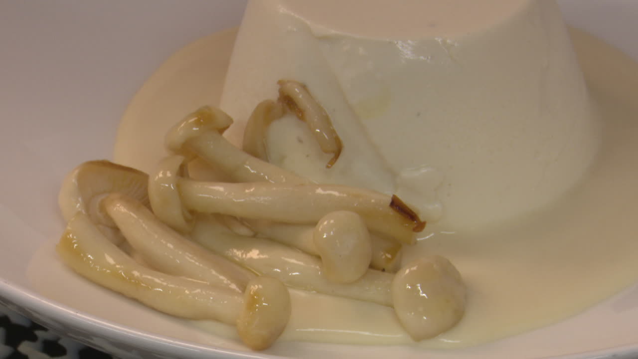 Panna Cotta with Roasted Mushrooms