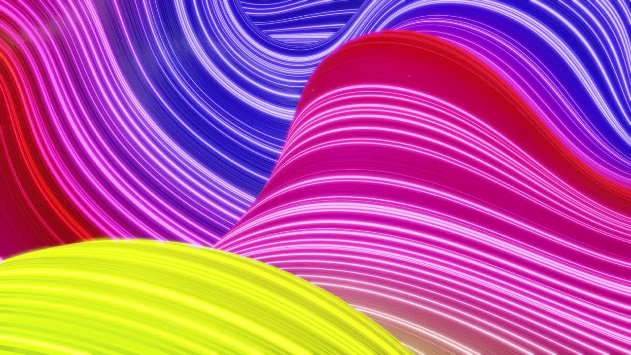 표면에 파동의 아름다운 추상적인 배경, 무지개 색의 그라디언트, 파동 또는 파동이 액체에 있는 줄무 직물 표면으로 extruded 라인.