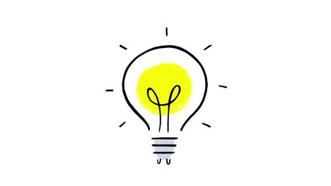 lightbulb hand drawn doodle, stop motion animation isolated on a white background