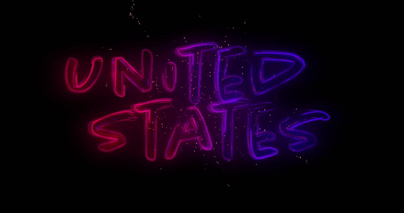 United States text and pink fireworks 4k