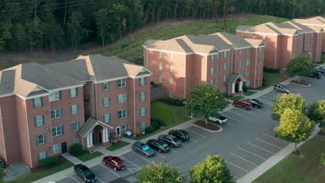 aerial of residential apartment building in usa