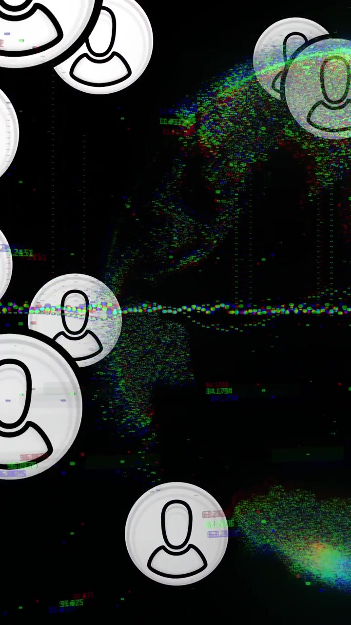 User icons animation over digital globe and data visualization