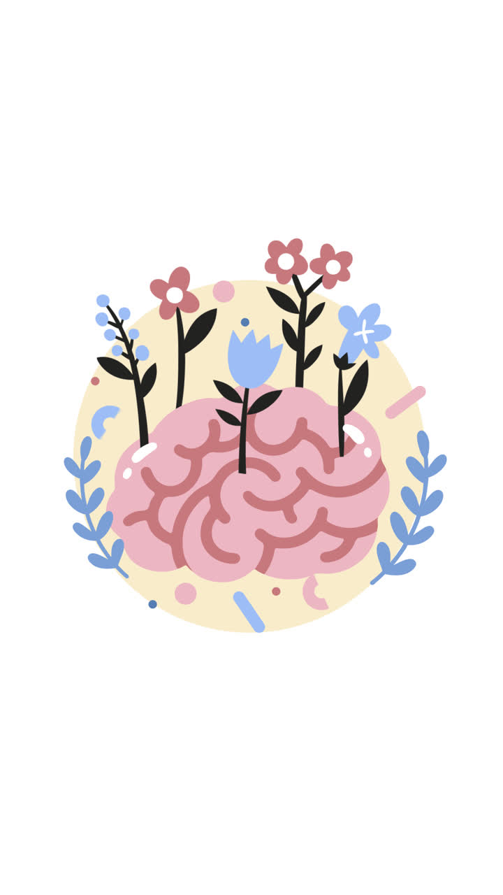 Motion Graphic of Hand drawn flat mental health stickers