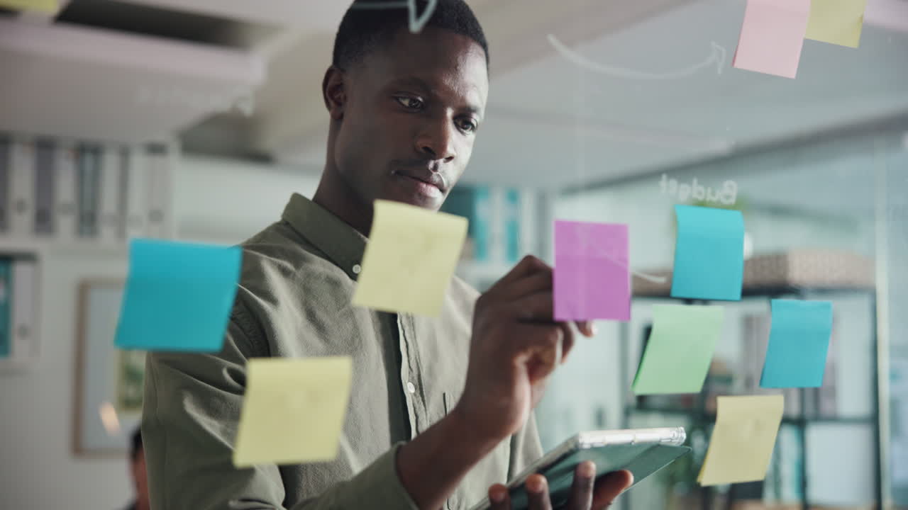 Man Planning with Sticky Notes