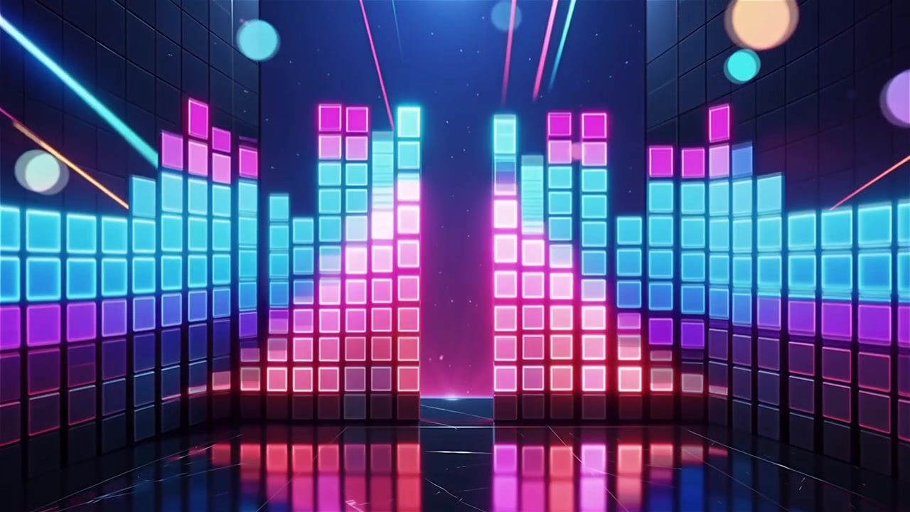 Futuristic Rainbow Neon Music Equalizer Visualizer Background