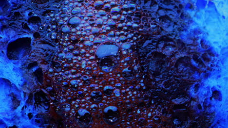 close-up of colorful bubbles and liquid patterns