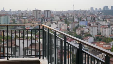 a view of a city from a balcony