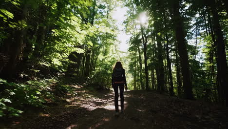 woman hiking in a forest