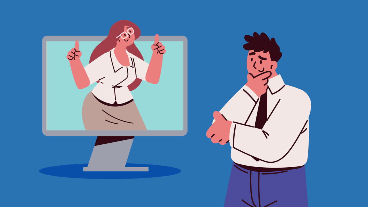 elegant business couple with desktop