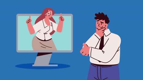 elegante pareja de negocios con escritorio