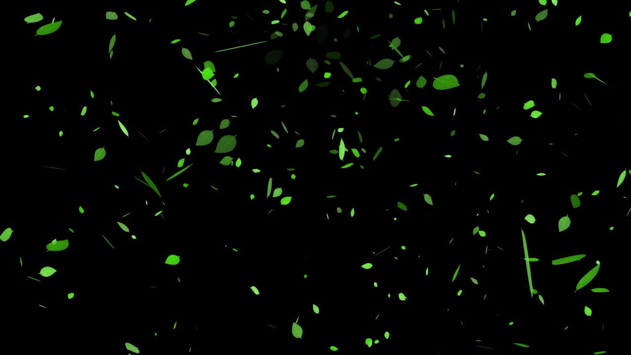 녹색 잎, 신선한 녹색, 떨어지는 입자, 모션 그래픽