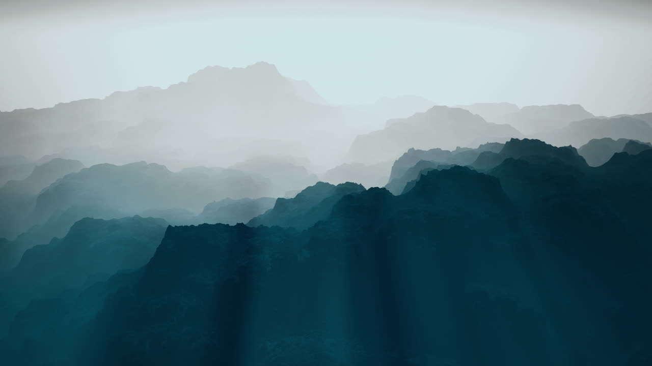 바위산 계곡의 안개