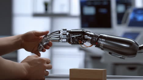 human hand and robotic prosthetic arm interaction
