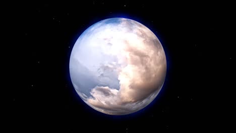 cloudy planet in space animation