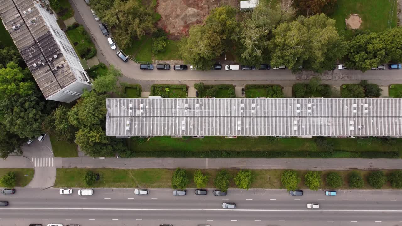 Living buildings of Riga suburbs, aerial drone view