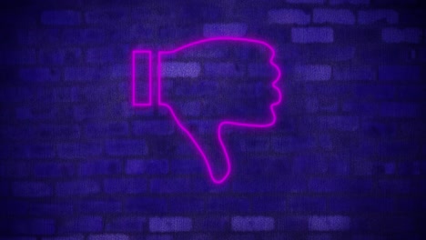 pulgares hacia abajo signo de neón en la pared de ladrillo 4k