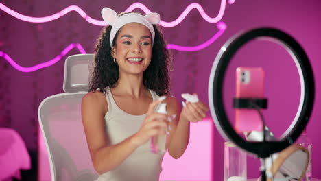 beauty vlogger doing makeup tutorial