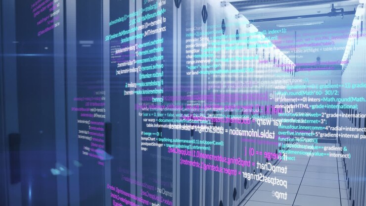 Animation of data processing over server room
