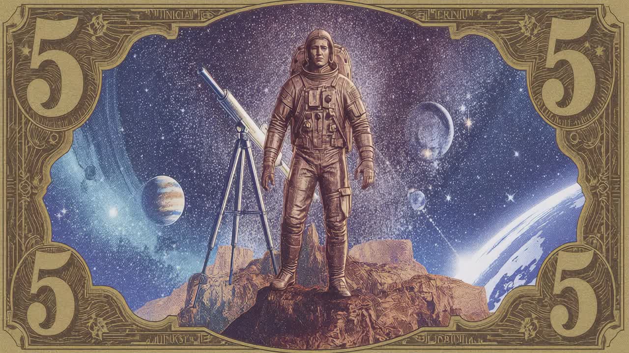 Astronaut on a Distant Planet with Telescope