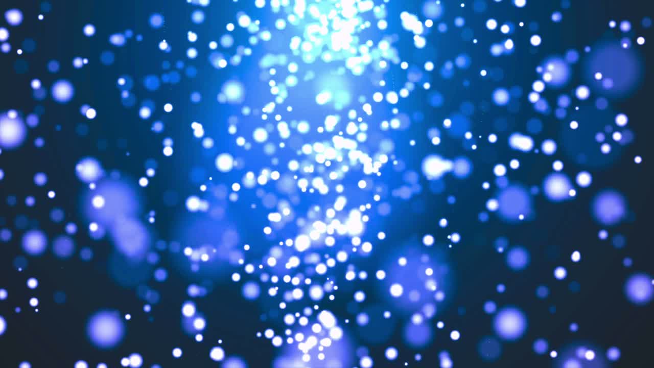 Particelle di luce blu dinamiche scintillanti e fluttuanti