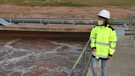 environmental engineers work at wastewater treatment plants