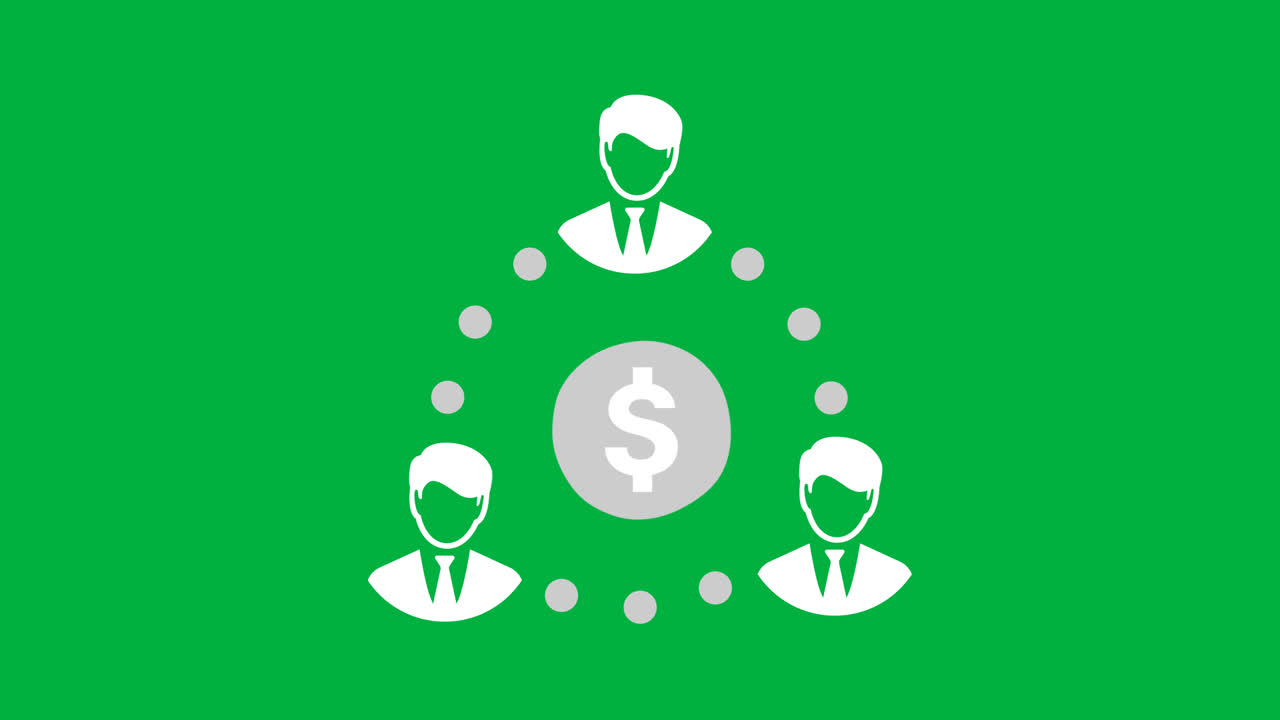 Animated Icon of Business People and Money Exchange